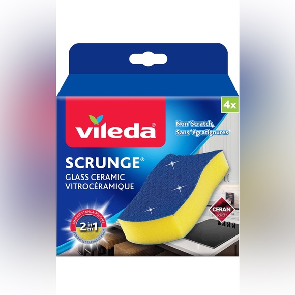 Vileda Scrunge Glass Ceramic Stovetop Sponge (Pack of 4 Sponges) | Non-Scratch - Picture 1 of 4